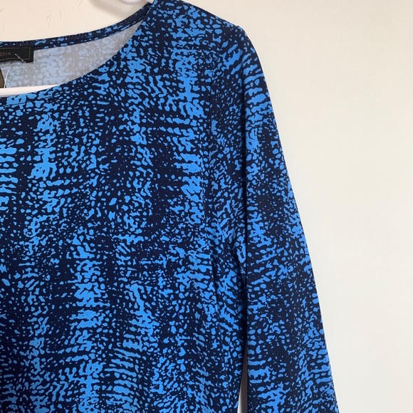 BCBGMaxAzria NWT $178 3/4 sleeve Pacific Blue Combo Dress - Picture 5 of 12